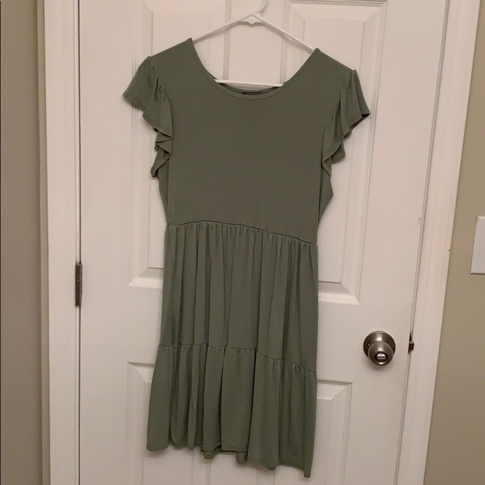 Spring Eyelet Sleeve Tiered Swing Dress